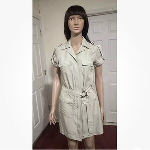 New York & Company Beige Dress Belted Collared Cargo Women’s Size XSmall